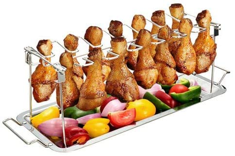 Orchid M Stainless Steel Chicken Wing Leg Cooking Rack Grill with Drip Pan Accessories