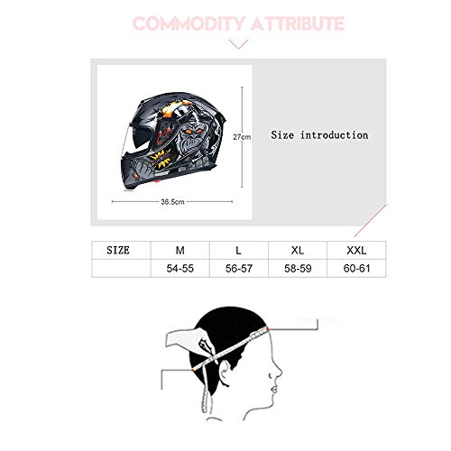 Motuomr Unisex-Adult Full Face Motorcycle Helmet Dot Approved Motorbike Moped Street Bike Racing Crash Helmet With Graphic Two-Piece Glove Mask (Gray King Kong, Xx-Large) #TOP1