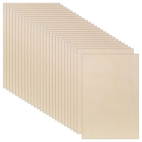 Vicenpal 24 Pcs Balsa Wood Sheets for Crafts Wood Unfinished Plywood Sheets for Drawing Painting Engraving Laser Cutting Burning DIY Crafts(12 x 8 x 1/8 Inch,Light Brown)
