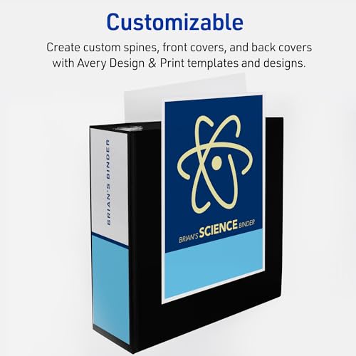 Image of Avery Heavy-Duty View 3 Ring Binder, 4 Inch One Touch EZD Rings, 780-Sheet Capacity, 4.5 Inch Wide Spine, Customizable Clear Cover and Spine, 1 White Binder (79104)