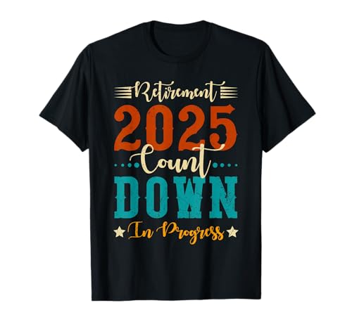 Retirement 2025 cuenta atrás en progreso, divertido retro Camiseta