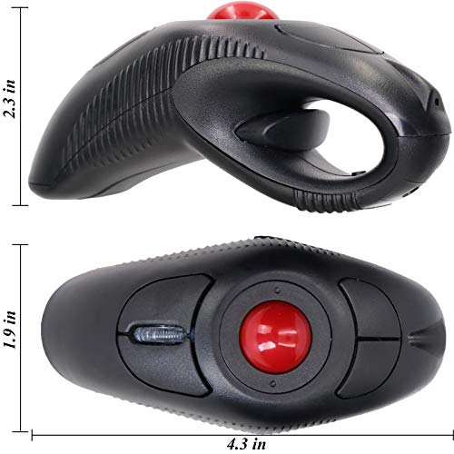 Eigiis 2.4G Ergonomic Trackball Finger Handheld Usb Wireless Mouse For Pc Laptop Mac Left And Right Handed User (Black Wireless Red Trackball) #TOP5