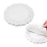 White Round Lace Paper Doilies 6.5 Inch Disposable Lace Placemats for Food, Desserts,Cakes, and Baked Treats, Pack of 100