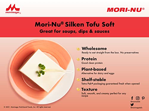 Mori-Nu Silken Tofu Soft | Velvety Smooth And Creamy | Low Fat, Gluten-Free, Dairy-Free, Vegan, Made With Non-Gmo Soybeans, Ksa Kosher Parve | Shelf-Stable | Clean Protein | 12Oz X 12 Packs #TOP3