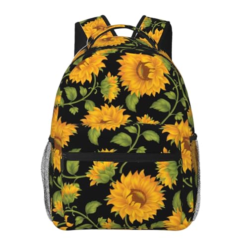 Mochila para negocios y senderismo con diseño de girasol para portátiles