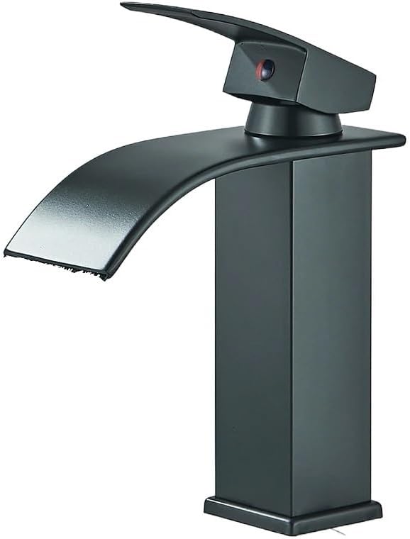 White & Gold Waterfall Basin Faucet, Single Handle Deck-Mounted Hot & Cold Mixer Tap(J)