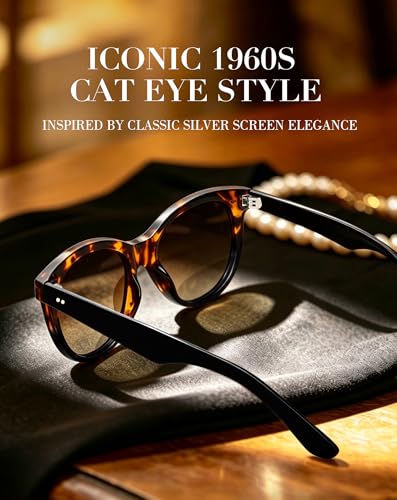 Image of Joopin Oversized Cat Eye Sunglasses Polarized UV Protection Retro Round Sun Glasses Shades for Women Driving Beach Vacation