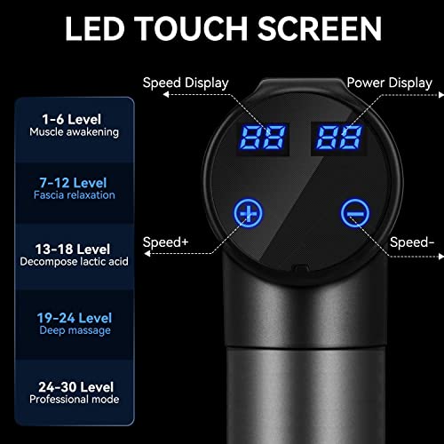 Massage Gun, Muscle Therapy Gun for Athletes, Deep Tissue Percussion Body Muscle Massager with 30 Adjustable Speeds, 6 Types of Massage Heads, Handheld Massager for Neck Back Pain Relief - Image 4