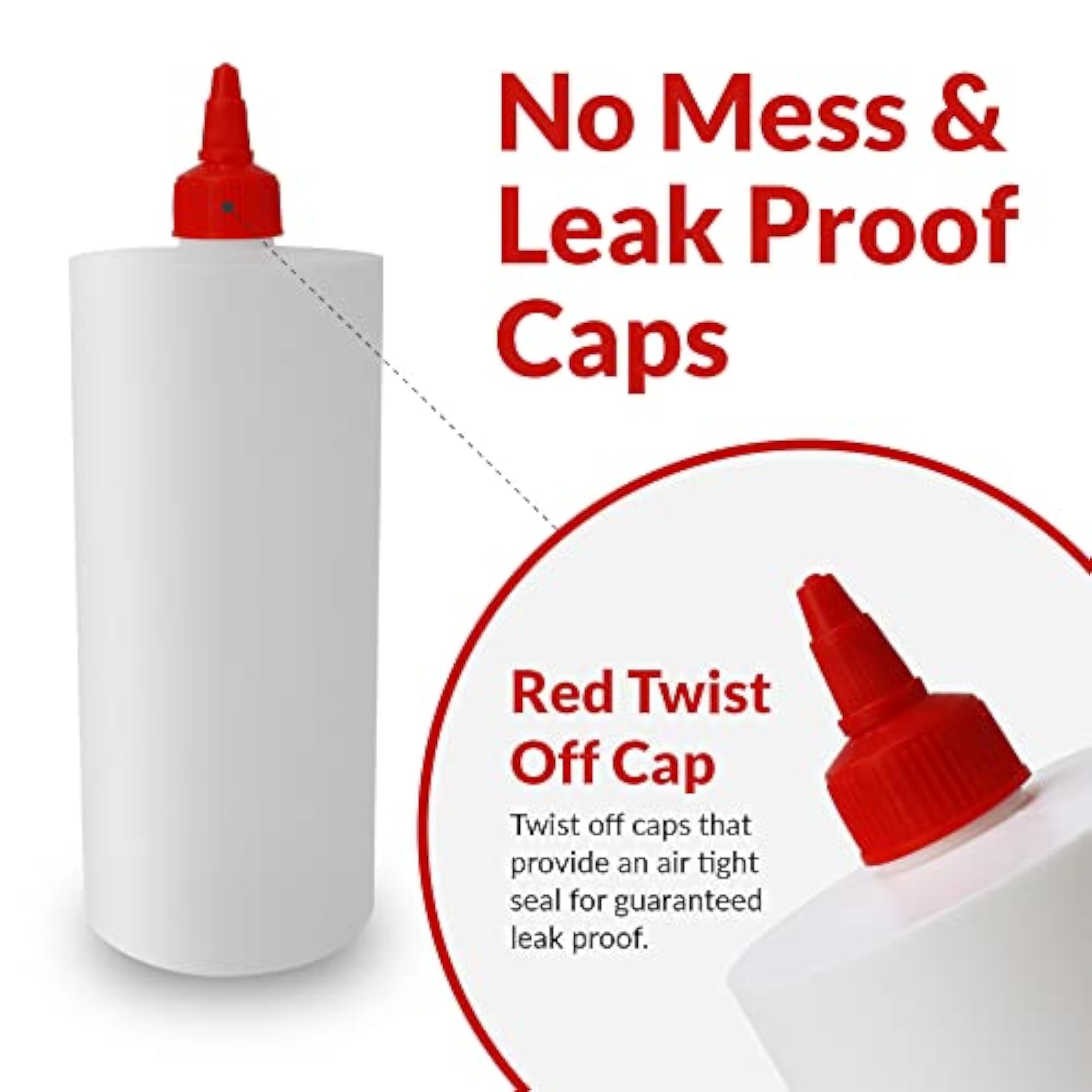 Plastic Squeeze Bottles, 8 Pack, 24 oz.
