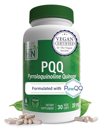 Image of Health Thru Nutrition PQQ 20mg 30 Servings Pyrroloquinoline Quinone as PureQQ | Promotes Mitochondrial Biogenesis | Certified Vegan | Non-GMO Gluten Soy Free Capsules| Clean Label PQQ Supplement