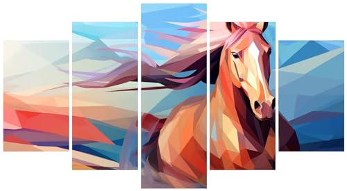 Peinture diamant cheval grand format 300x180cm broderie puzzle 5 pièces