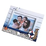 CLISPEED Marco de Fotos de Escritorio de Madera 6 Pulgadas Temática Mediterránea Náutica, Portafotos Creativo para Decoración de Hogar y Oficina, Adorno Rústico para Sala y Dormitorio