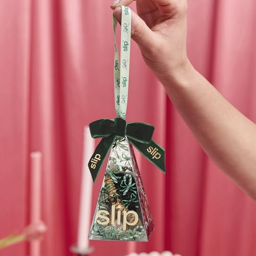 Image of slip Skinny Scrunchies in Sweetie Pie Ornament Packaging: Anti-Crease, Anti-Breakage Slipsilk Design Protects Delicate Hair | Includes 4 Pure Silk Scrunchies