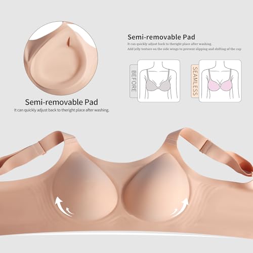 Image of Women Wireless Seamless Bra - Lift & Support Underwire-Free Comfort, Full Coverage T-Shirt Bra