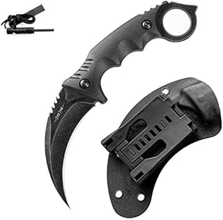 JXE JXO Tactical EDC Claw Knife with Sheath, Durable 420HC Steel Karambit Fixed Blade Outdoor Duty Knife, Survival Knife with Ergonomics G10 Anti-skidding Handle
