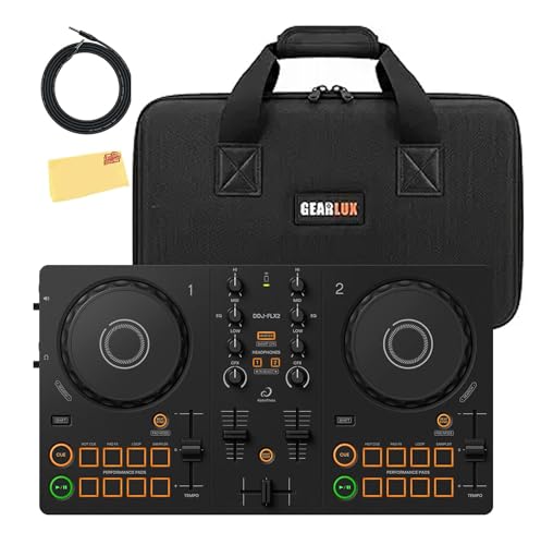 Pioneer DJ AlphaTheta DDJ-FLX2 Compact 2-Channel DJ Controller Bundle with Carrying Case, Instrument...