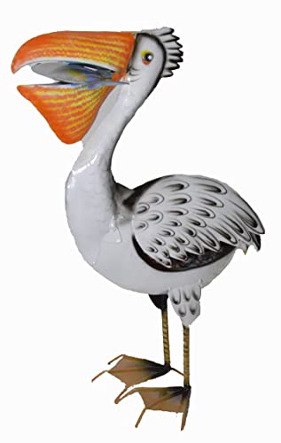 Estatua decorativa pelícano blanco artesanal de madera miniatura 2