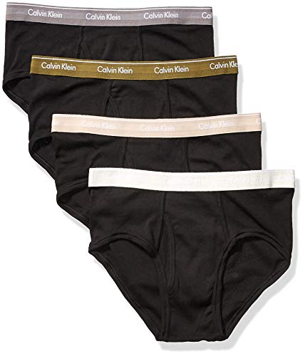 Calvin Klein Men's Cotton Classics Multipack Briefs, Black/Oxford Tan/Snow Heather/Lincoln Green/Grey Smoke, L