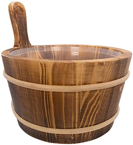 SudoreWell Saunakanel, gevlamde sauna-emmer, sauna-accessoires, inclusief handgreep, hoogwaardige afwerking, sauna-emmer, 4,0 liter, inclusief kunststof inzetstuk