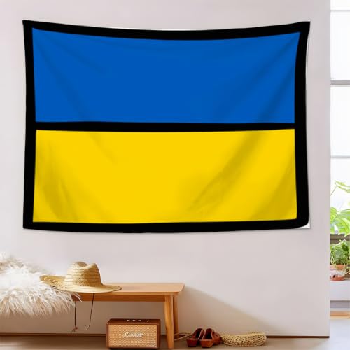 Tapisserie drapeau ukrainien dessin animé jaune-vert : grand format 200x150cm