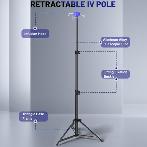 image for Cthduole Portable Iv Pole, Foldable IV Pole Stand 27 to 83