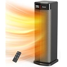 BREEZOME Space Heater for Indoor Use, 1500W Fast Heating PTC Ceramic Electric Heaters with Thermostat, 90Oscillating, 24H Timer, Ideal for Home Office Bedroom