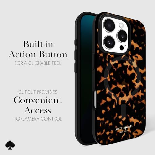 Image of kate spade new york iPhone 16 Pro Case - Tortoise | Compatible with MagSafe - Lightweight Designer Case for iPhone 16 Pro with Anti-Scratch Coating and Speckled Tortoise Design
