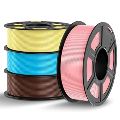 TECBEARS Filamento PLA Multicolore Bundle 1.75 4KG Filamento para Impresora 3D Para Mayoría Impresoras 3D Azul Cielo + Color Chocolate + Rosa Cereza + Amarillo LimóN