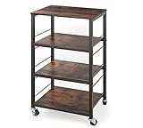 Metal Utility Rolling Carts Kitchen Microwave Storage Racks on Wheels Standing Shelf Unit for Home O