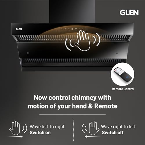 Image of Glen Auto Clean Chimney with Double Draft Suction and Heat Sensor, BLDC Motor 75cm 1600 m3 /h - Black (CH 6076 HSR DC AC)