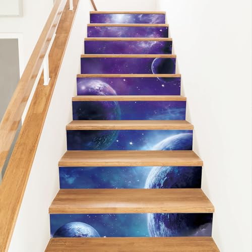 Stickers pour escaliers PLIGREAT motif ciel étoilé 18x100cm lot de 15 bandes de décoration