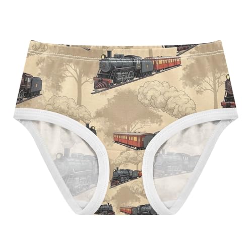 Vintage Steam Locomotives Toddler Underwear, Girls Briefs, 2T–8 Years