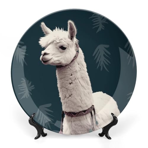 Plato Decorativo Alpaca Llama de Porcelana Bone China 6 pulg miniatura 1