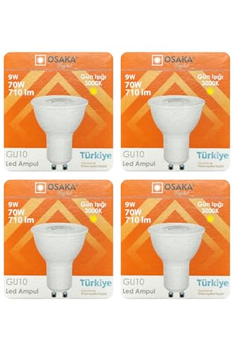 9W (70W) Sarı Işık (3000K) GU10 Duylu Led Çanak Ampul, 4 Adet