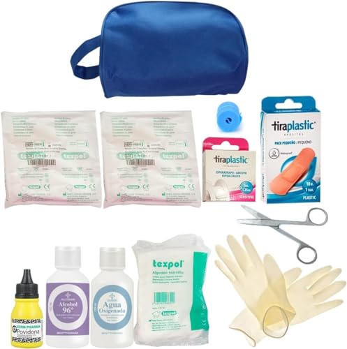 Botiquín de Primeros Auxilios ABD Compacto - Kit Integral Respuesta Inmediata en Emergencias, Excursiones, Viajes y Uso Doméstico - Equipado con Vendas, Toallitas... (Neceser)