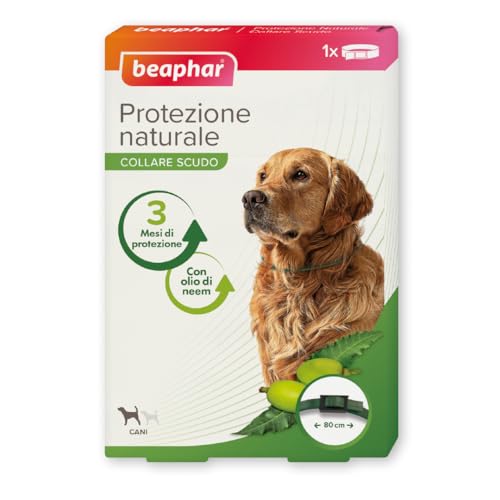 Beaphar Protezione Naturale, Collare Scudo Regolabile per Cane Grande, con Olio di Neem, Fino a 3 Mesi di Protezione, 80 cm