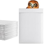 White Poly bubble mailers 12.5 x 18 Padded envelopes 12 1/2 x 18 by Amiff. Pack of 10 Large Poly cushion envelopes. Exterior size 13x19 (13 x 19). Peel and Seal. Mailing, shipping, packing, packaging.