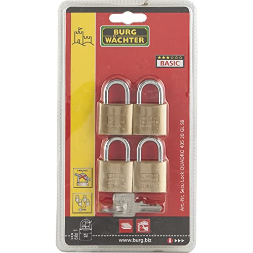 BURG WÄCHTER Vorhangschloss-Set 405 Quadro, 30 mm SB-4, 1 Stück,QUADRO 405 30 GL SB BURG WÄCHTER Vorhangschloss-Set 405 Quadro, 30 mm SB-4, 1 Stück,QUADRO 405 30 GL SB