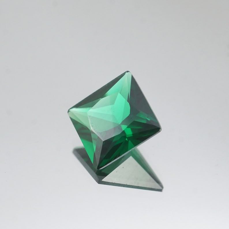 Pierre précieuse émeraude carrée de 11 mm pour création de bijoux DIY - 5