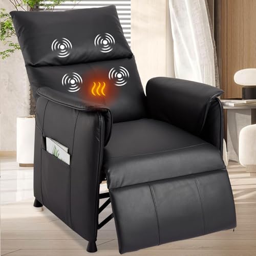 Sillón reclinable eléctrico con masaje y calor negro
