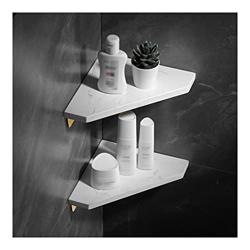 Support de pierre en laiton et étagère d'angle de salle de bain chic