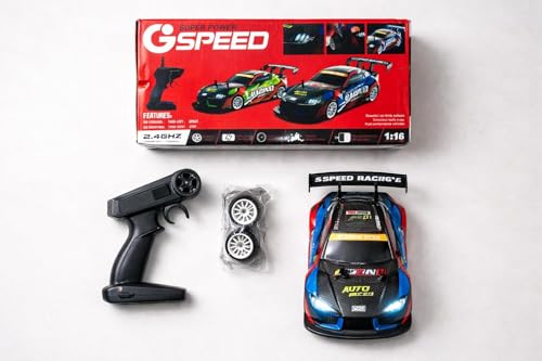 Image of RC Drift Car 1 /14 Scale, 4WD Remote Control Racing Car, 20+ MPH High Speed with LED Lights, 2.4GHz Rechargeable Hobby Drift Car, Multi Color RC Car for Boys & Adults