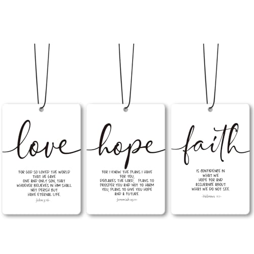 Dimurela Christian Faith Hope Love Car Air Freshener Accessories 3pcs, Bible Verse Hanging Air Fresheners Decor for Prayer Room Closet Bathroom,Rustic Scripture Scent Lavender Fragrance Card for Women by Dimurela - Used condition - US$6.52