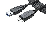 [UL Listed] Pwr+ Long 12 Ft USB 3.0 Micro-B Data Sync Cable for External-HDD WD-My-Passport Ultra Slim Essential My Book-Studio-Elements-Portable Seagate-Wireless Plus Backup Toshiba Canvio Hard Drive