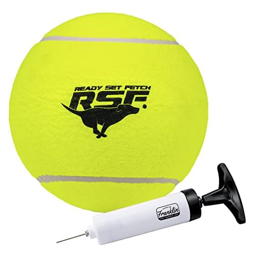 Franklin Pet Supply Ready Set Fetch Oversized Dog Tennis Ball - 8.5" Jumbo Size - Pump Included