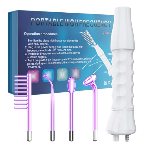 Blayram Alta Frecuencia Facial – Varita de Alta Frecuencia Portátil para Acné, Arrugas y Crecimiento del Cabello, Terapia con 6 Electrodos de Vidrio para Rejuvenecimiento y Cuidado (Púrpura)