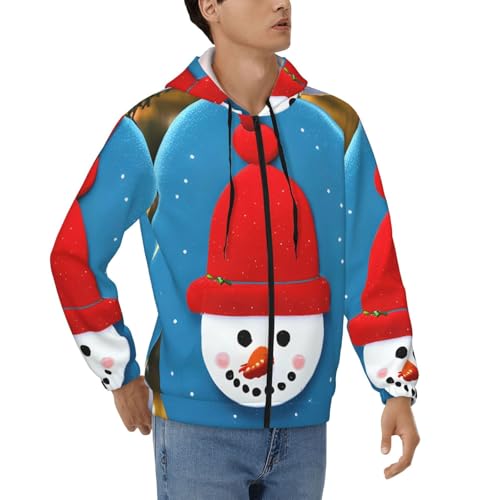 Sweat à fermeture éclair pour hommes motif bonhomme de neige cadeau idéal de Noël