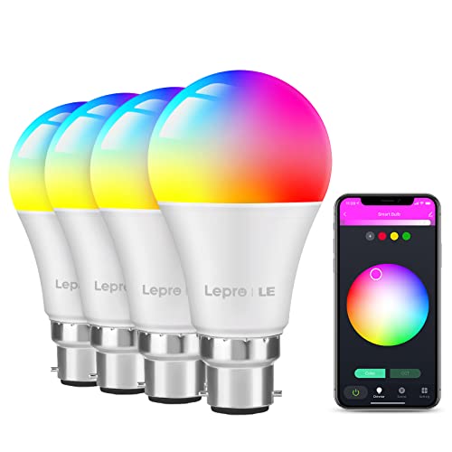 Lepro Smart Bulb Bayonet, B22 Alexa Light Bulbs, Colour Changing Smart Light Bulb, Dimmable Warm White WiFi Bulb, Works with Alexa and Google Home, 9W