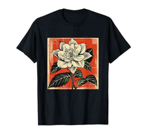 Clematis Tessen Retro Japón Floral Vintage Flores Japonesas Camiseta