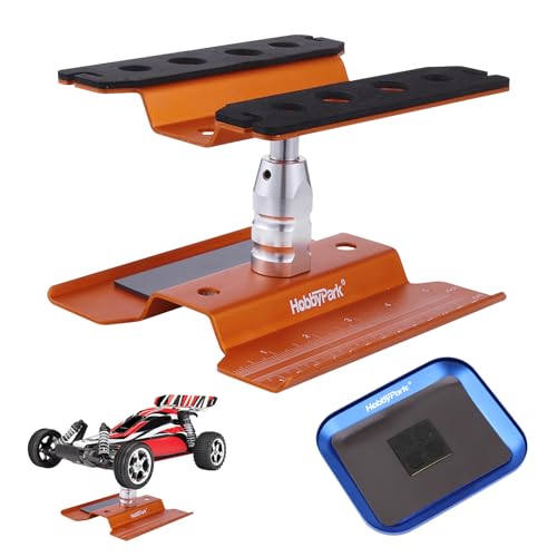 Hobbypark Aluminum RC Car Work Stand Repair Workstation 360 Degree Rotation Lift Or Lower w/Screw Tray for 1/10 1/12 1/16 Scale Cars Trucks Buggies